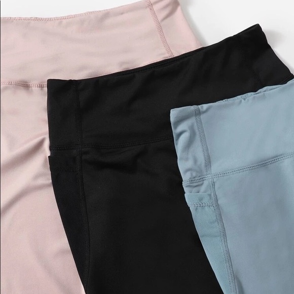 NWT 2 Piece Sports Leggings With Phone Pocket Pink & Blue Size Medium - Picture 5 of 8